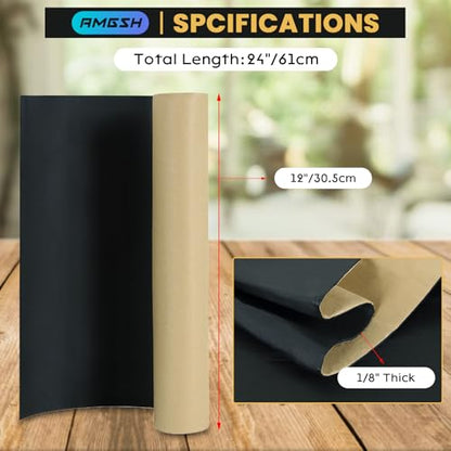 1/8”T X 12”W X 24”L Sponge Neoprene with Adhesive Foam Rubber Sheet | Padding Gaskets,Crafts for Weather proofing or Stripping DIY Gasket or Sealing Material - size: 1/8” Thick X 12” Wide X 24” Long