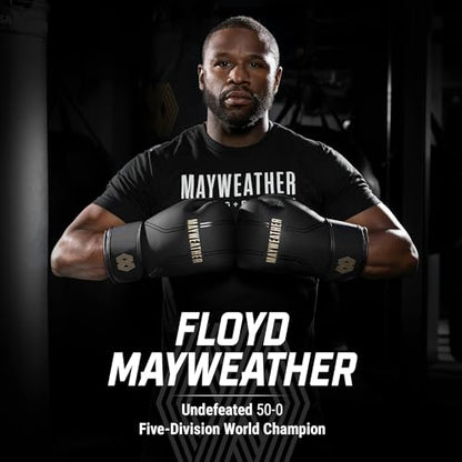 Hayabusa Mayweather Contender Boxing Gloves for Men and Women - color: Black/Gold, size: 16oz