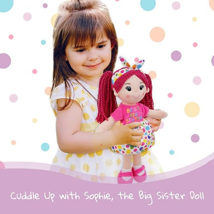 June Garden 14" Best Big Sister Sophie - Soft Cuddly Plush Doll Gift for Girls - Huggable Rag Doll - Pink M - color: Pink, size: Medium