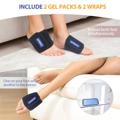 Comfpack Cold Therapy Wrap with 2 Packs for Pain Relief, Reusable Gel Ice Packs for Foot Plantar, Wrist, Ankle, Great for Sprains, Muscle Pain, Bruises, Injuries - size: Black, style: 2 Sleeves + 2 Gel Packs