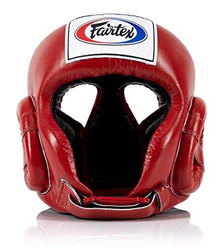 Fairtex HG6 Full Head Guard, Muay Thai Sparring Helmet Protective Headgear - color: Red, size: Medium