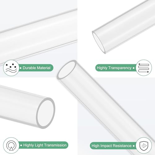 M METERXITY 2-Pack Clear Rigid Acrylic Pipe, 19mm[0.75"] ID x 23mm[0.91"] OD Plastic Round Tube for Water Cooling System/Lamps/Fountains/Aquariums/Display Stand, Acrylic Tubing [305mm/12IN] - size: 19mm ID x 23mm OD