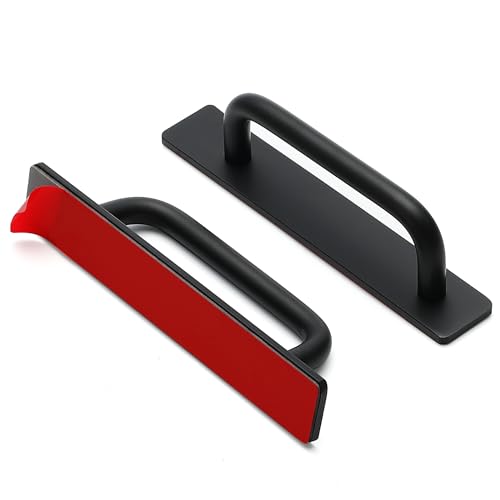 Ravinte Adhesive Cabinet Handles Stick on Pulls, Black 2 Pack | 5.83 In Length Self Stick Design, No Drilling, Push Pull Helper, For Cupboards, Windows, Sliding Closet Doors - color: Black, size: 5.83 In Length