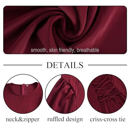 Muslim Abaya Dress for Women Smooth Back Zipper Belt Daily Prayer Eid Dress - color: Black, size: Large
