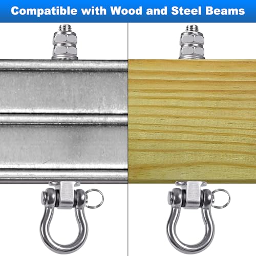 6Pcs Heavy Duty Swing Hangers with Bearings Swing Hooks for Wood & Metal Beams Stainless Steel Swing Hardware Bolts for Hanging Swings Chair Hammock Aerial Yoga Porch Swing 5" X M2/5", 1500LB Capacity - color: 6 pack - 5"
