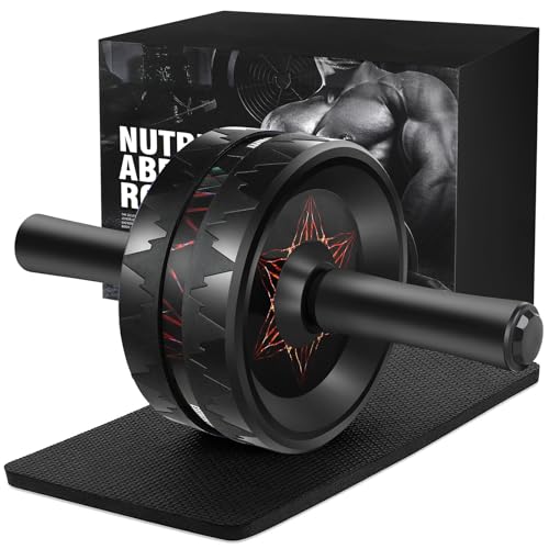 AB Roller Wheel - Ab Roller for Abdominal Workout and Core Strength Training, Portable Ab Wheel Roller Exercise for Men Women Fitness Lover, No Noise Ab Wheels with Thick Knee Pad for Home Gym &Travel