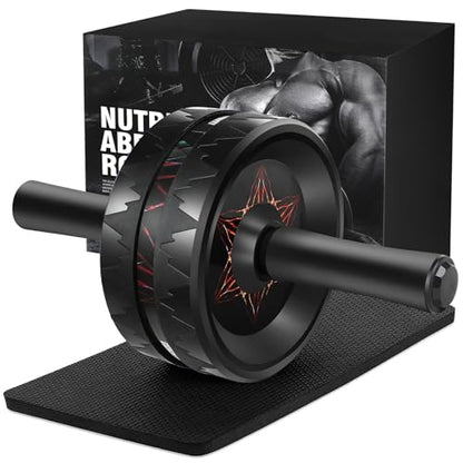 AB Roller Wheel - Ab Roller for Abdominal Workout and Core Strength Training, Portable Ab Wheel Roller Exercise for Men Women Fitness Lover, No Noise Ab Wheels with Thick Knee Pad for Home Gym &Travel