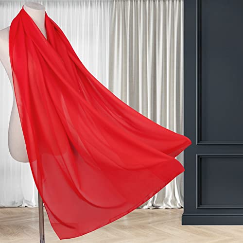 Ladiery Chiffon Shawl Wraps for Women Evening Dresses, Elegant Soft Sheer Shawls for formal dressy Bride Wedding - color: Red(1)