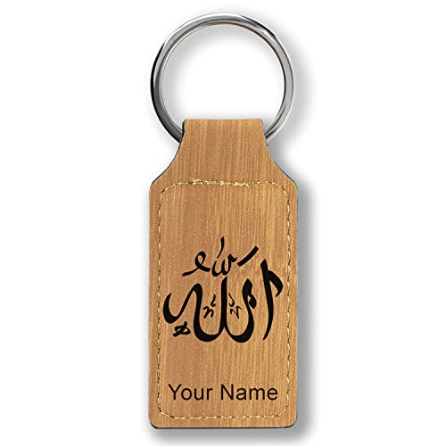 LaserGram Rectangle Keychain, Allah 1, Personalized Engraving Included (Bamboo) - color: Bamboo