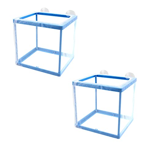 AQUANEAT Fish Tank Breeder 2 pcs Small Mesh Net Fry Saver Aquarium Spawn Hatchery Isolation with Suction Cups - size: Small