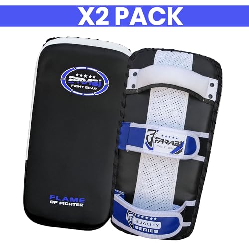 Farabi Thai Pad Training Kick Pad Curved Coaching Pad Kicking Mix Martial Arts x 1 Single Unit - color: Blue (Pair)