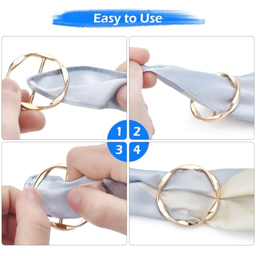 10 PCS Scarf Rings for Women, T-Shirt Tie Clips with 1 Storage Bag, Pearl Belt Buckles, Dress Cinch Clip, Silk Scarf Ring, Pearl/Heart-Shaped Buckles For Clothes Hat Belt Decor