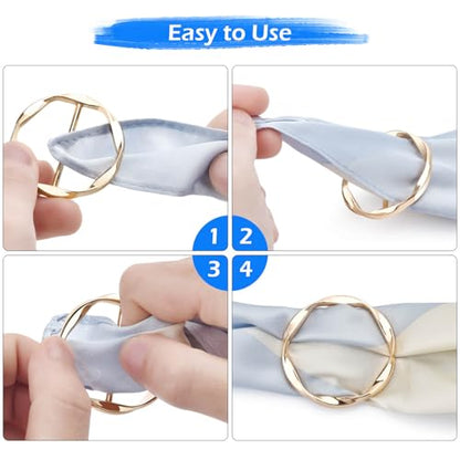 10 PCS Scarf Rings for Women, T-Shirt Tie Clips with 1 Storage Bag, Pearl Belt Buckles, Dress Cinch Clip, Silk Scarf Ring, Pearl/Heart-Shaped Buckles For Clothes Hat Belt Decor