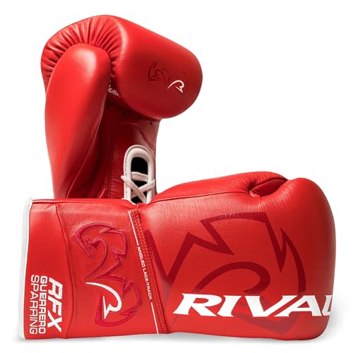 RIVAL Boxing RFX-Guerrero SF-H Lace-Up Sparring Gloves, Quilted Horsehair Padding, Laminated with a Low-Density Foam - color: Red, size: 14 oz.