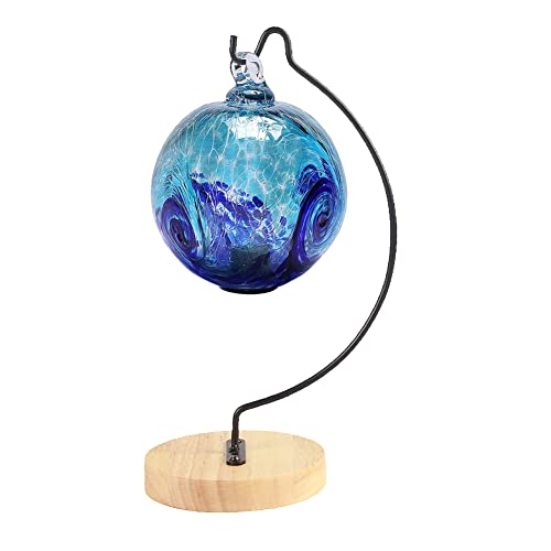 YY YEARCHY Ornament Display Stand Metal Stand Air Plant Stand Flower Pot Holder Iron Stand for Hanging Glass Globe Ball (Semicircle round wood) - color: Black, size: 11.5"x4.5"x4.5"