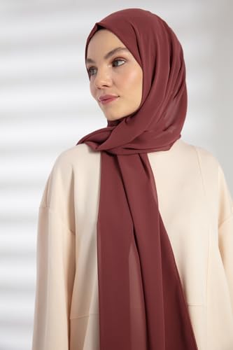 Chiffon Hijab Scarf For Women - Made in Turkiye - color: Dried Rose