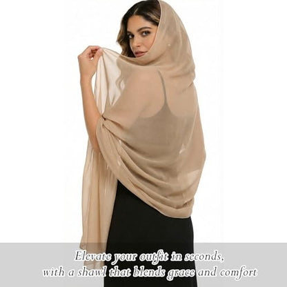 Sumolux Chiffon Shawls and Wraps for Evening Dresses Women Wedding - color: Champagne Gold, size: M (75"×18")