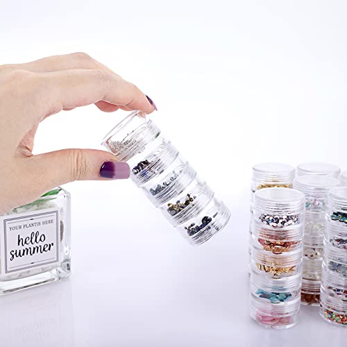Hipiwe 8 Sets 5-Layer Clear Jewelry Bead Container Small Plastic Sample Jar | Travel Makeup Sample Boxes, Round Storage Jars Pots for Sewing Pills Nail Art Craft Accessories - size: 8Packs 1.2"D x 3.1"H