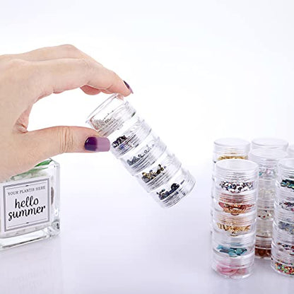 Hipiwe 8 Sets 5-Layer Clear Jewelry Bead Container Small Plastic Sample Jar | Travel Makeup Sample Boxes, Round Storage Jars Pots for Sewing Pills Nail Art Craft Accessories - size: 8Packs 1.2"D x 3.1"H
