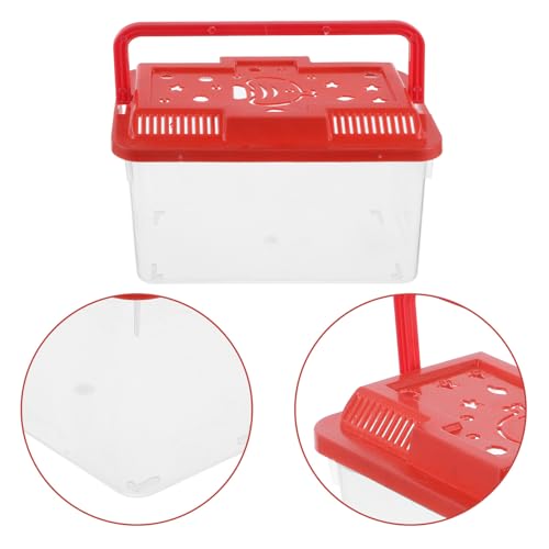 Yardwe Small Plastic Reptile Tank with Handle Turtle Box Medium Fish Breeding Carrier for Hamsters Crabs Lizards Aquarium Transport
