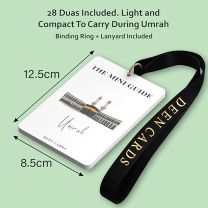 Umrah Guide Book - 32-Page Pocket-Size Guide With Lanyard - Includes Duas and Supplications - Durable 400gsm Cards