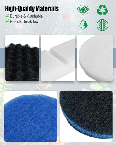 20 Pcs Filter Media Replacement Kit Fit for Fluval FX2 FX4 FX5 FX6 | Includes Foam Block, Bio-Foam, Fine Pad, Water Polishing Pads, 3in1 Coarse Filter, 13in1 Media