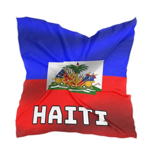 Women's Silk Scarf Square Satin Head Scarves Fashion Neck Scarf Hair Wraps Silk Bandana - color: Haiti Flag