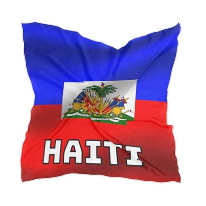 Women's Silk Scarf Square Satin Head Scarves Fashion Neck Scarf Hair Wraps Silk Bandana - color: Haiti Flag