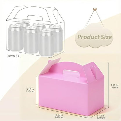 Papertide Pink Gable Box with Handles, 30 Pack 9.45×5×5 inch Sturdy Colorful Cardstock treat Boxes for Christmas Birthday Party Favors, Premium Presentation Boxes with Lids - color: Pink