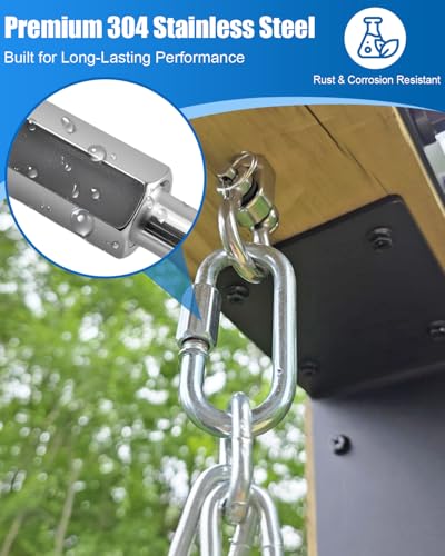 Swing Hangers Fit for Porch Hammocks Hanging Chairs Punching Bags | 304 Stainless Steel, M8 Diameter Design, 180 Degree Rotation, Anti Loosening Screw, Secure Mounting, 6 Pcs