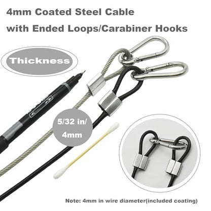 5 pcs 12 inch Vinyl Cover Coated Stainless Steel Wire Rope Lanyard Cable Tether Safety Strap with Hooks and 2 Loops (4mm Thickness), Clear - color: 5pcs_Clear, size: 12"/30cm