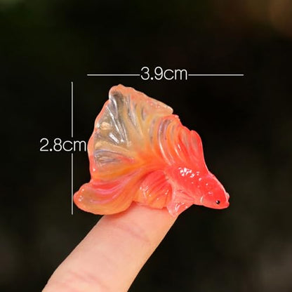 6pcs Mini Aquarium Decor for Fish Tanks, Handmade Resin Goldfish & Lotus Ornaments - Miniature Underwater Landscape Accessories, Micro Tank Scenery Decorations