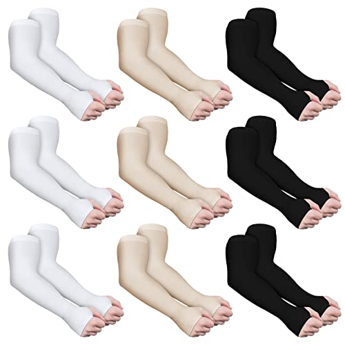 Janmercy 9 Pairs Arm Protection Sleeves for Elderly Thin Skin Men Women