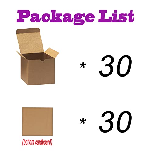Bonfasvo Gift Boxes 30 Pack 4x4x4 inches Brown Fold Kraft Paper Boxes Bridesmaids Proposal Box Cupcake Boxes Easy Assemble Boxes with Lids for Wedding Birthday Party Christmas - color: 4x4x4 Inch (Brown)-30 Pack