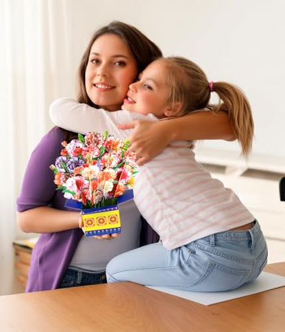 Magic Ants Pop Up Flower Bouquet Card Set – 3D Tulips, Violets & Carnations – Includes Blank Note Cards & Envelopes – for Mother's Day, Women's Birthdays, Get Well, Thank You, Sympathy - style: ‎Violets Tulips Carnations