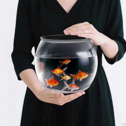 1 Gallon Plastic Fish Tank Large Bowl Shatterproof with Crystal Clear Clarity for Terrarium, Flower Vase Centerpiece Gift for Fish Lovers (Round) - size: 1 Gallon, style: Round