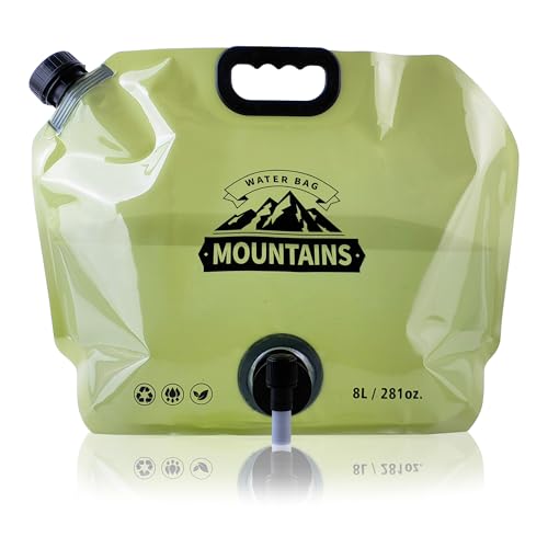 Water Jug Camping 2.1 Gallon Collapsible with Spigot, BPA Free Portable Water Pouch Foldable Water Bags for Outdoor Hiking, Travel and Emergency & Water Storage Containers (Green-1Pcs) - color: Green-1Pcs