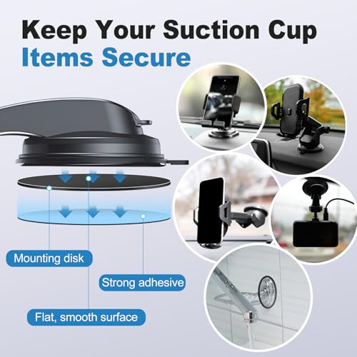 Adhesive Dashboard Pad Mounting Disk for Suction Cup Phone Mount, Heat Resistant Sticky Disc for Car Cell Phone Holder, 2pcs 73mm(2.87") Mount Disk Replacement for Sat Nav Holder Base, Tablet Bracket - size: 73mm / 2.87"