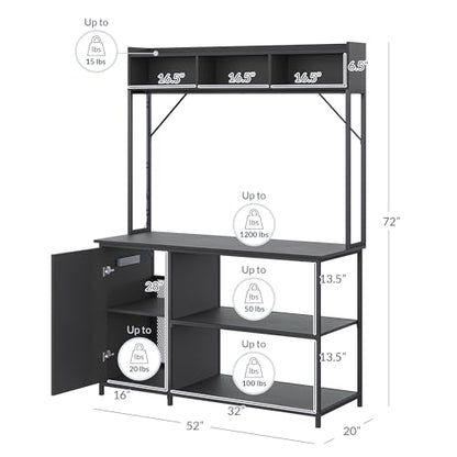 BELLEZE 55-90 Gallon Aquarium Stand with LED Lights, Fluted Cabinet for Fish Tank Accessories Storage, Heavy Duty Metal & Power Outlets, 1200 LBS Capacity, Turtle Tank Reptile Terrarium, Black Ebony