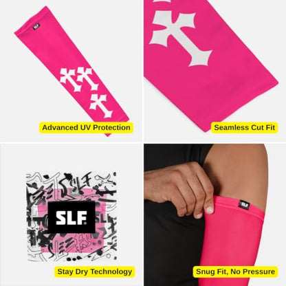Faith Cross White and Black Arm Sleeve - color: Gothic Cross Pink, size: Small-Medium