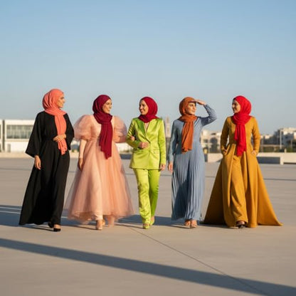 NOOR Chiffon Hijab Set for Women - Pack of 5 Lightweight Non-Slip Scarves, Premium Breathable Fabric, Gift-Ready Packaging - color: Mix Colors 12
