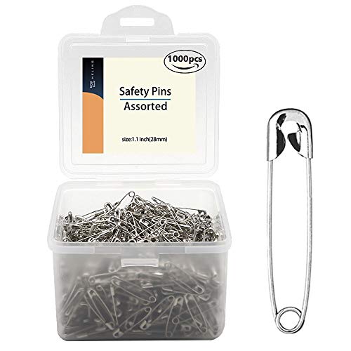 Safety Pins, 1000 Pieces - 1.1 Inch Safety Pins Clothing Clips Tool 28mm Decorative Assorted, Metal Sewing Accessories Kit - size: 1.1inch-1000