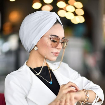 para life Knot Turbans for Women, Breathable Instant Turban|Standard Size Cotton|Pre-tied Scarf, Hijab Cap&Undercap - color: Off-white