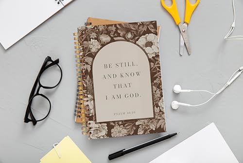 Brown Floral Christian Notebook Journal, Be Still and Know That I Am God Bible Verse Notebook, Christian Gifts for Women, Religious Scripture Spiral Journal 5.5x8.3 Inch - color: 29-Christian-notebook