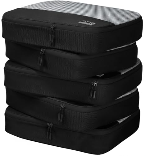 Large Packing Cubes for Travel - 5pc Packing Cubes for Suitcases - Lightweight Luggage Organizer Bags (Non-Compression) - color: 5pc Black, size: Large