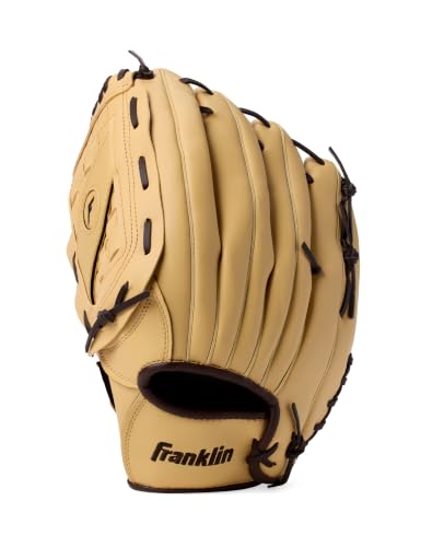 Franklin Sports Field Master Baseball + Softball Glove - Field Master Adult + Youth Baseball + Softball Mitt - Men's + Women's Gloves - color: Camel, style: 14" - Basket Web
