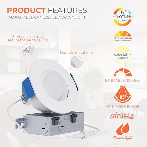 HALO RA 4 in Canless LED Recessed Downlight with Adjustable Gimbal, Selectable Lumens and Selectable Color Temperatures, Dim-to-Warm Technology, Damp Location Rated - RA4LS9FSD2W1EWHDM - size: 4 in
