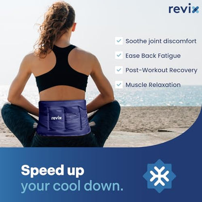 REVIX Ice Pack for Injuries Reusable Gel for Lower Back & Shoulder, Navy | 16x9in Full Coverage for Lower Back, Shoulder, Hip & Knee, Cold Compress Therapy, Hands-free Strap, Long-lasting Gel - style: Navy-Pack 1