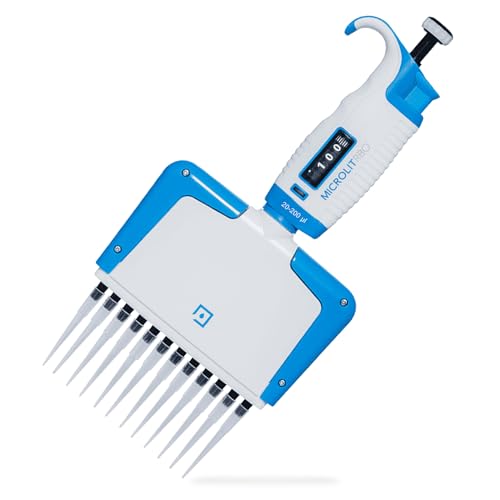 12-Channel Micropipette, Adjustable Volume - Accurate & Calibrated | For 20-200ul Liquid Capacity, Compatible with Pipette Tips - size: 20-200ul, style: 12-Channels