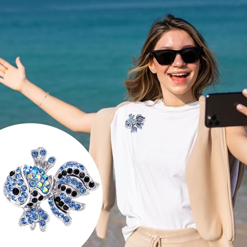 Junkin 12 Pcs Women Brooches Bulk Set Rhinestone Pin Crystal Vintage Brooch Retro Pin Women Girls Gifts for Christmas - style: Ocean